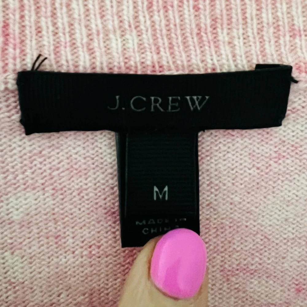 J. Crew Pink Ruffle-Sleeve Crewneck Sweater